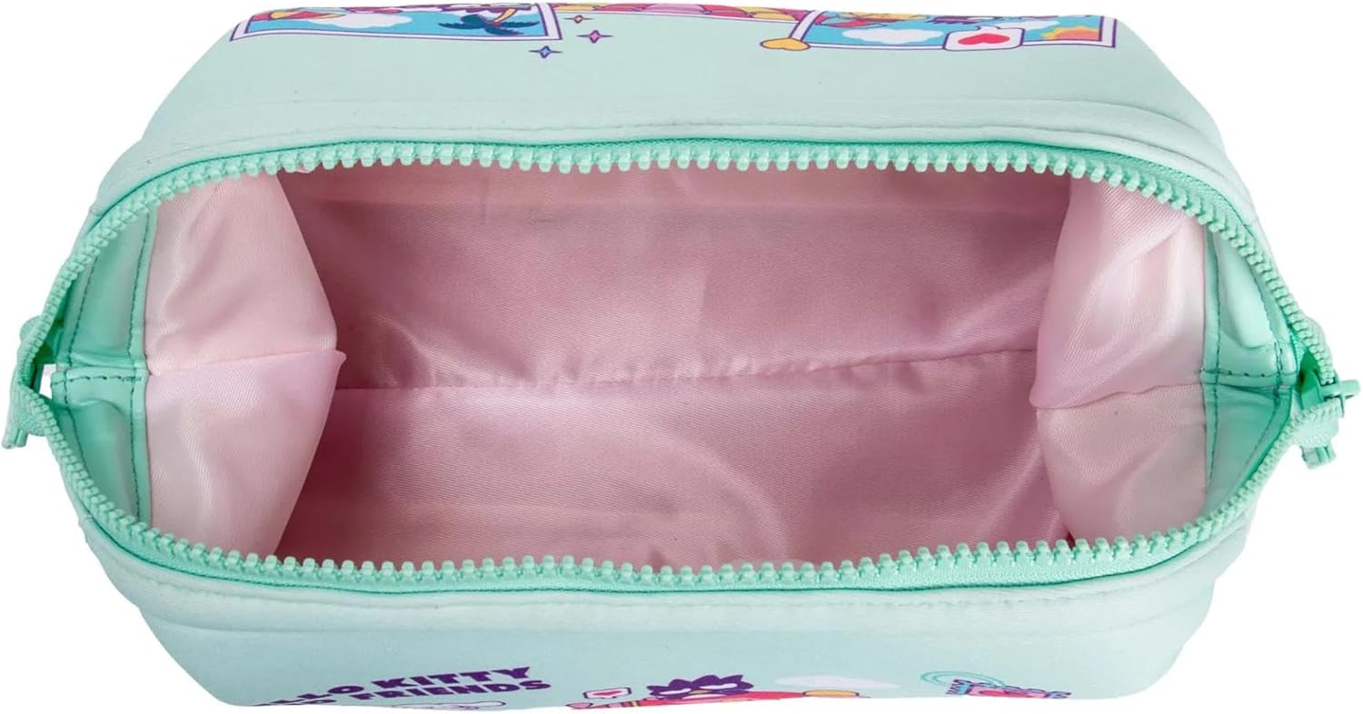 Impressions Vanity Hello Kitty and Friends Vacay Cosmetic Pouch for Women, Vacation Print Artwork Travel Makeup Bag Organizer with 2 Inner Pocket, Metal Zipper Faux Leather Handheld Purse (MInt) - Image 8