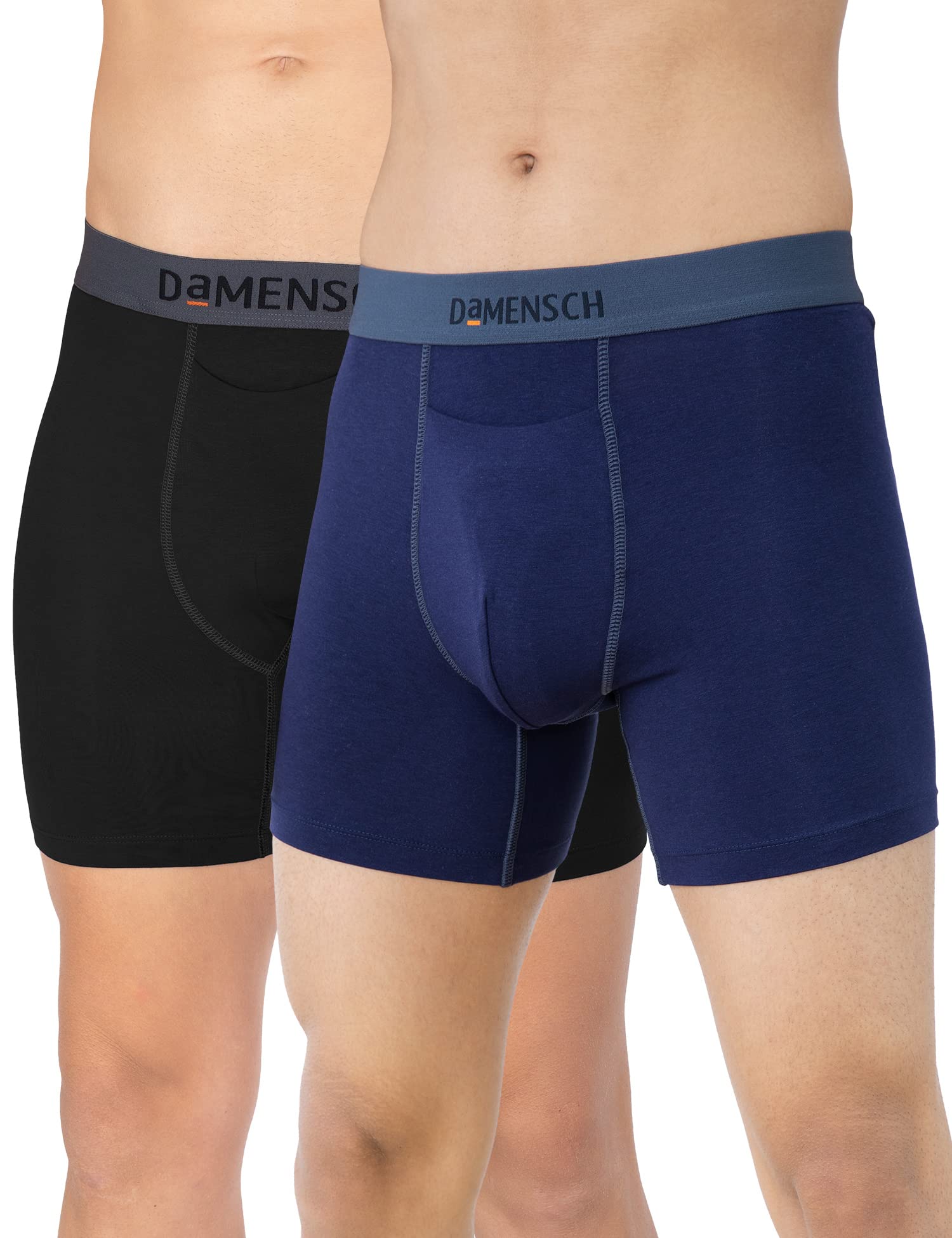 damensch Men's Regular Fit Cotton Supima Solid Boxer Brief Underwear Pack of 2 | underwear for men, boxers for men, v shape underwear for men, mens briefs-Denim Blue,Klintt Black-M-picture-25