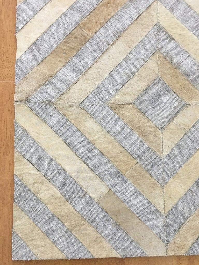 Leather Area Rug Patchwork Moroccan Style in Various Sizes from Cow Hide | Luxury Carpet for Indoor use (9x12)