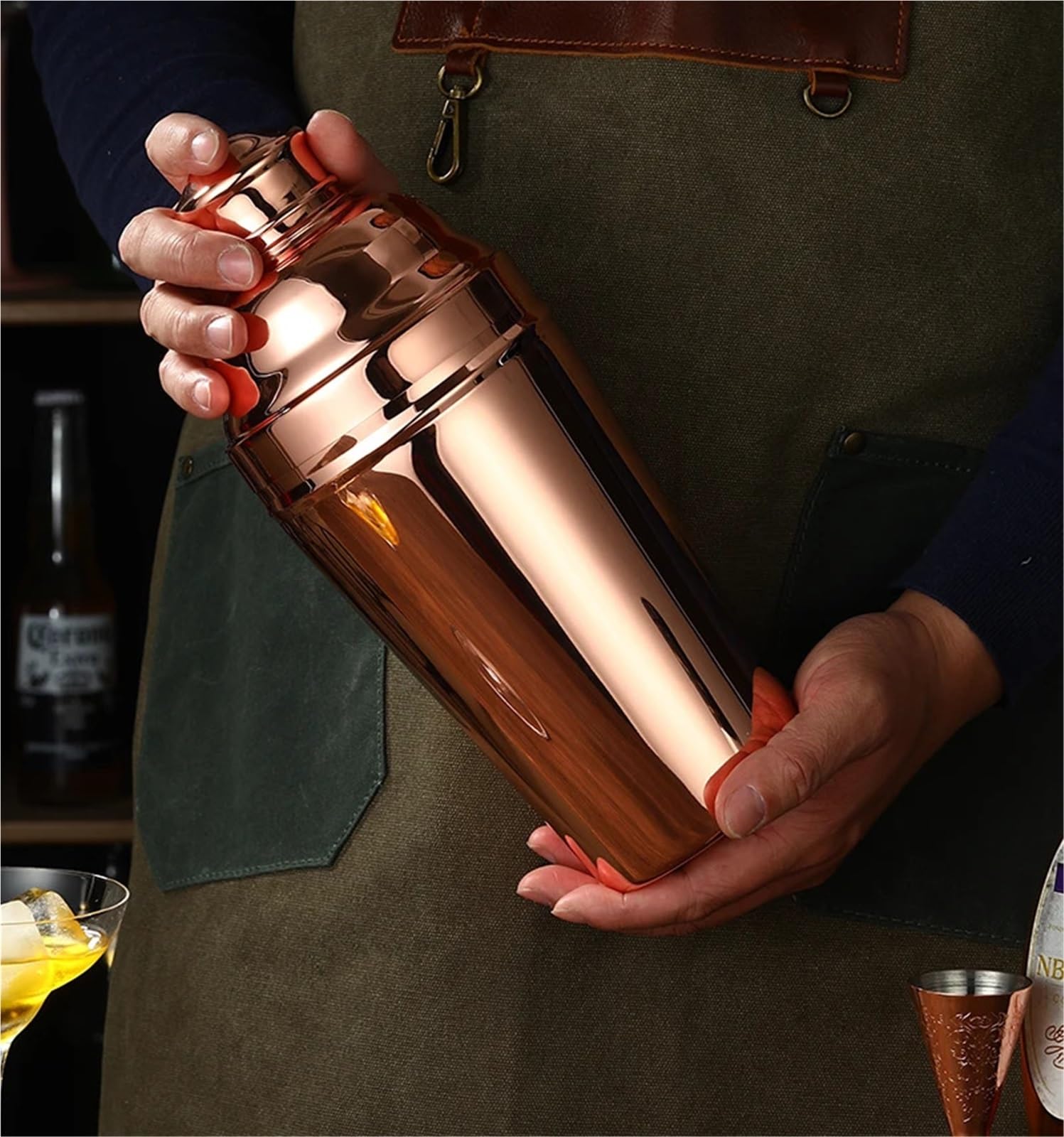 Shakers à Cocktails Shaker Extra Large 61oz-1,8l-304 en Acier Inoxydable, mélangeur à Cocktail, Style vin, Accessoire d'outils de Bar de fête Cocktail Shaker Kit(Gunmetal Black)