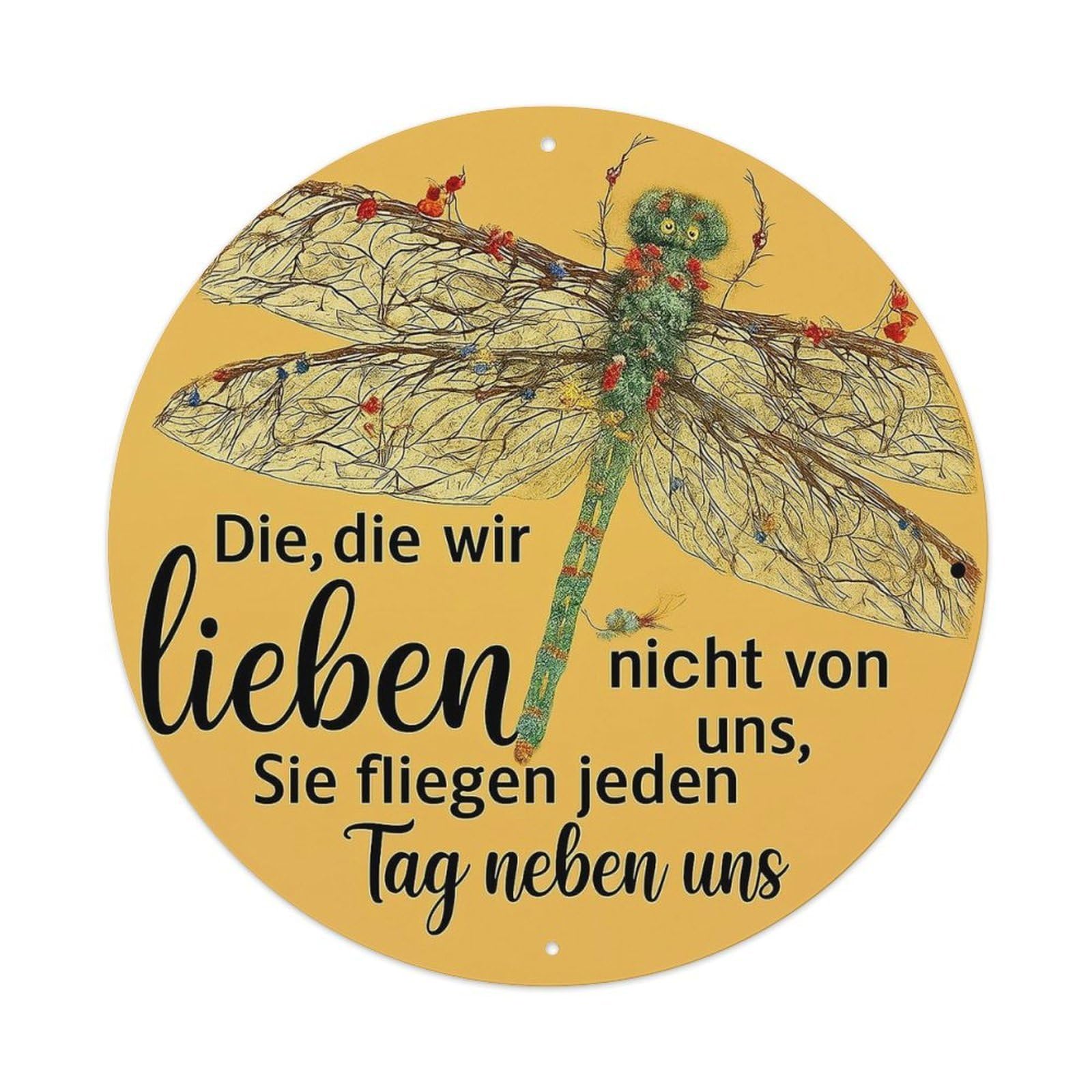 Dragonfly With German Quote Art Tin Sign Metal Poster Vintage Metal Signs for Home Man Cave Bar Cafe Kitchen laundry room Wall Decorations 8x8 inches