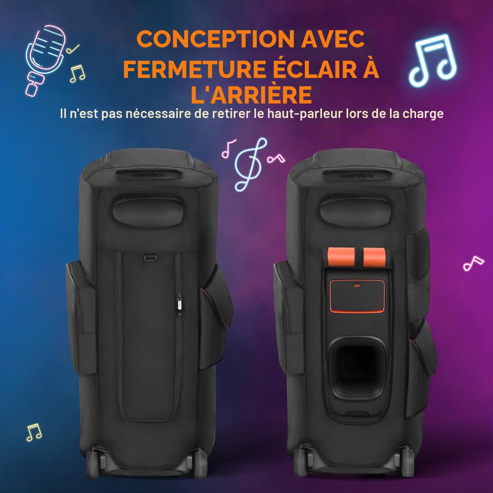 Housse de protection pour enceinte Compatible avec JBL PartyBox 720 Enceinte portable, pour extérieur, voyage, protection anti-poussière, housse de protection, sac de rangement avec poches