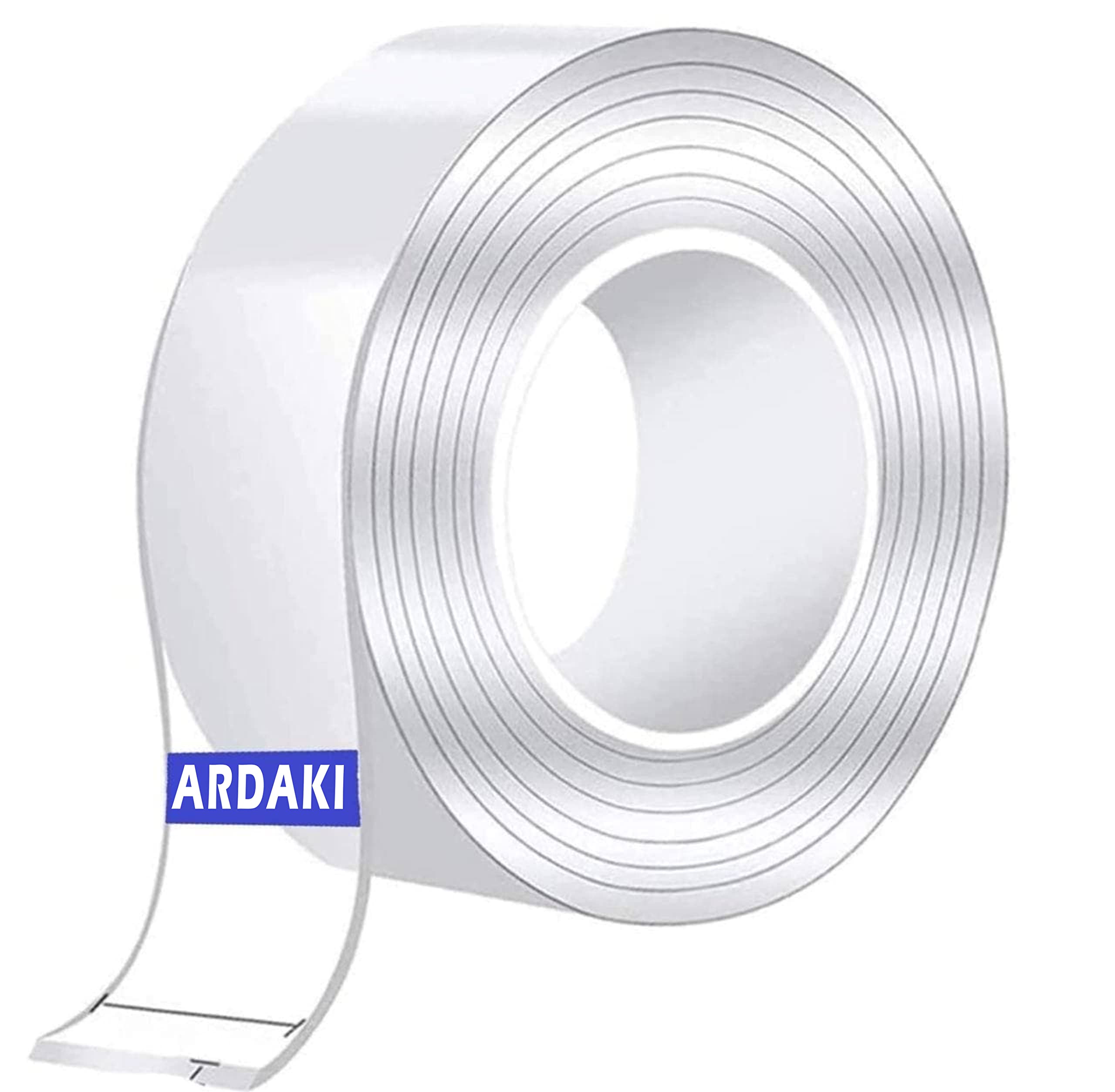 ARDAKI Double Sided Tape Heavy Duty Multipurpose Removable Traceless Mounting Adhesive Tape for Walls, Washable Reusable Strong Sticky Strips Grip Tape Clear for Picture Hanging Carpet Glue (2)