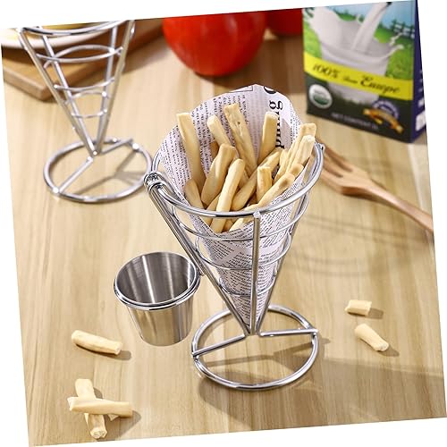 Miniatura 3 de Hemoton Soporte para papas fritas con 2 platos de inmersión, exhibición de pollo frito para fiestas, patio trasero, aperitivos