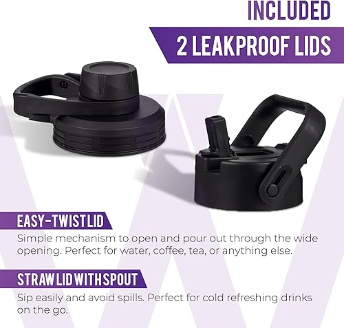 Miniatura 6 de WONGLE - Botella de agua deportiva aislada de 32 onzas con compartimento de almacenamiento oculto, 2 tapas, pajilla, doble pared aislada al vacío,