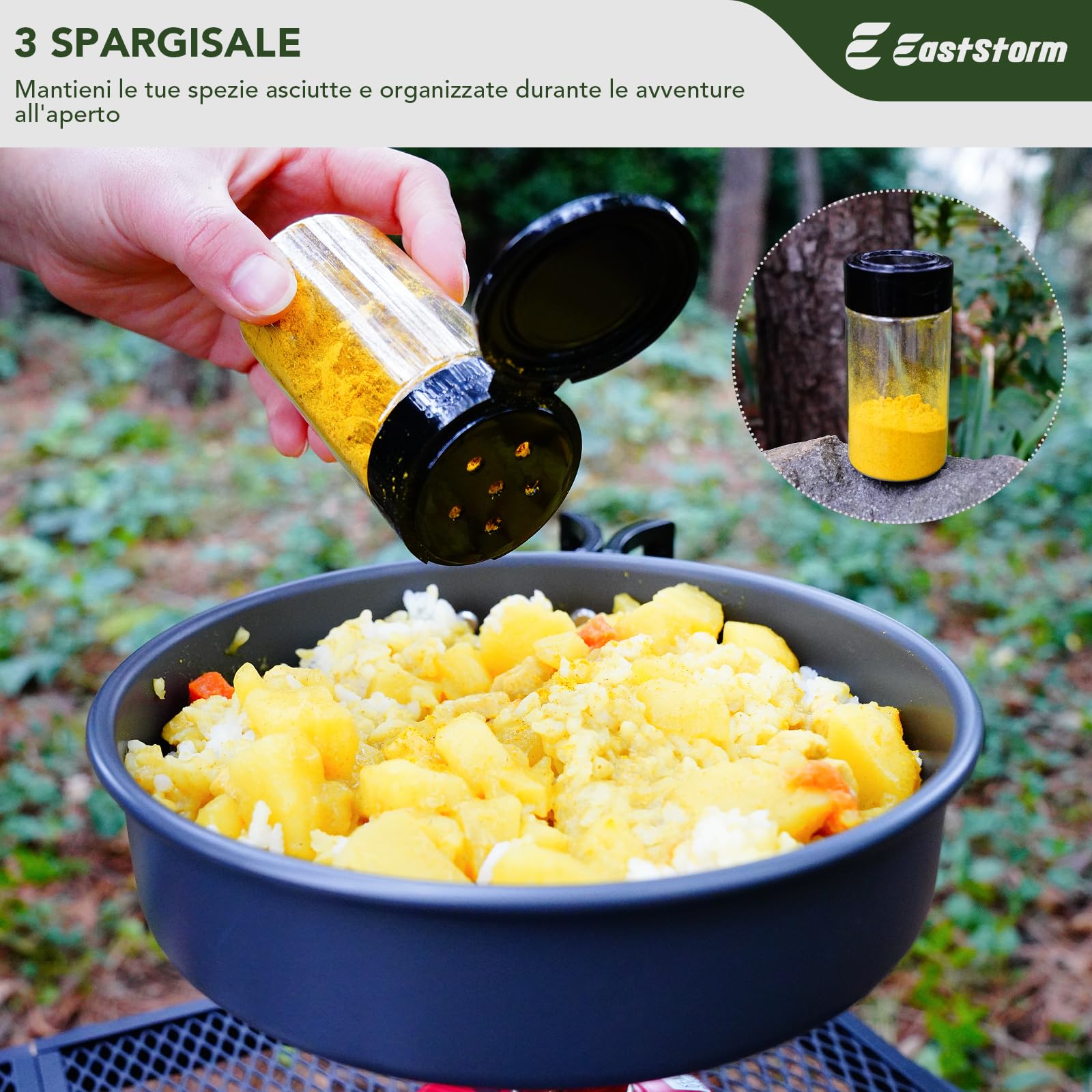 E EASTSTORM Set di Utensili da Cucina da Campeggio, Campeggio Accessori Utili Adatto per Pentole Stoviglie Campeggio, Leggero, Impermeabile e Facile da Riporre, Adatto per Escursioni Individuali