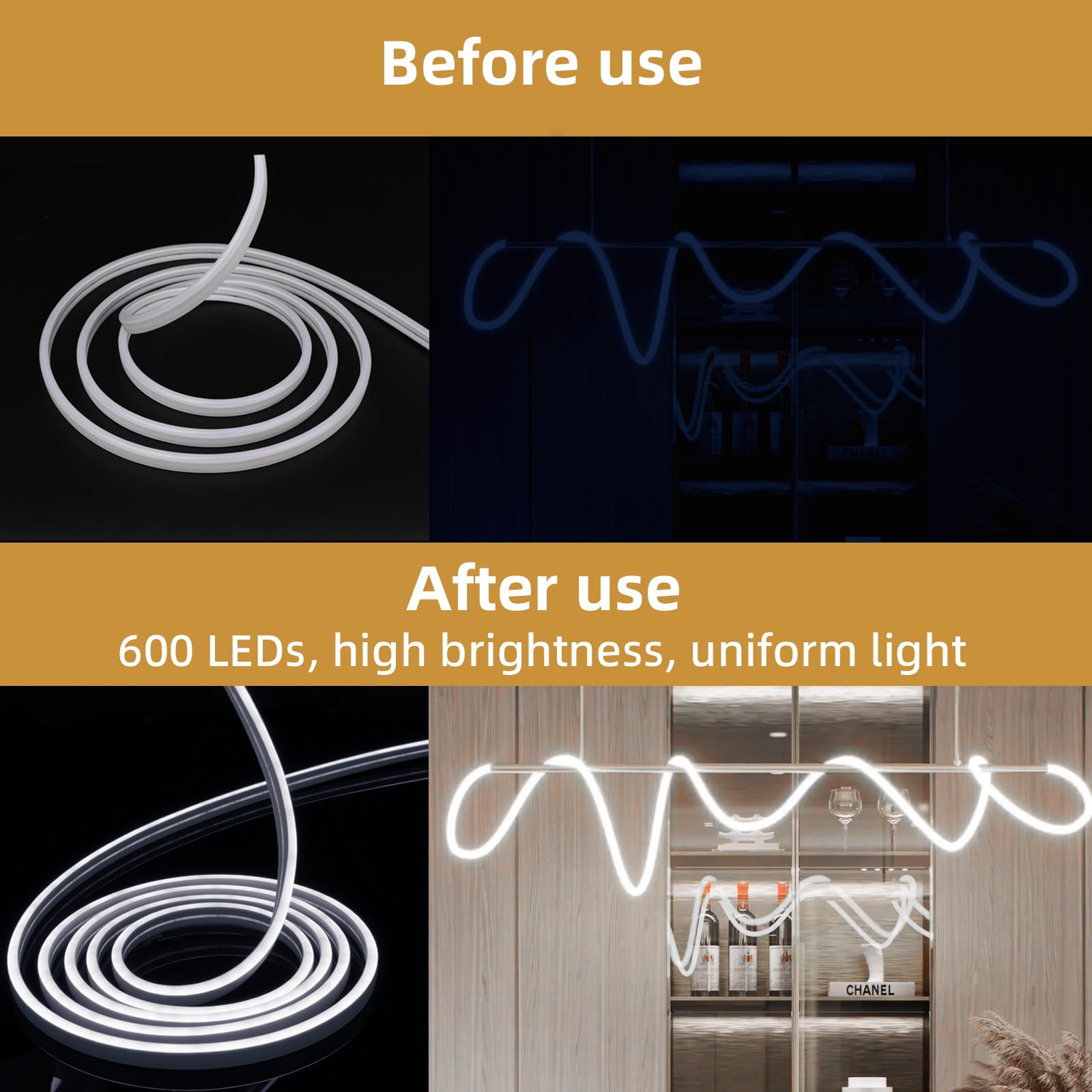 VILHTL Neon LED Strip Light, 12V 5m White LED Lights Strip - Image 3