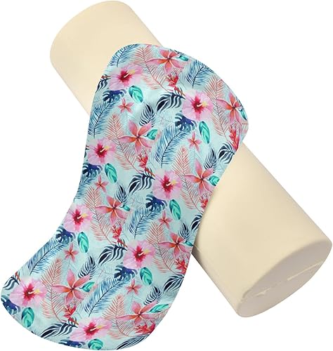 Miniatura 2 de Tropical Floral Bolster Pillow Cotton Neck Roll Pillows for Bed Lumbar Round Pillow Cervical Pillow for Neck Pain Cylinder Lumbar Support