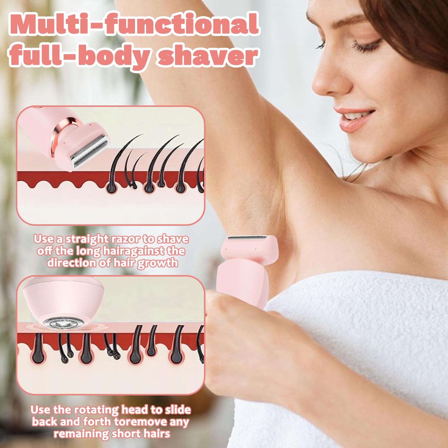 Afeitadora Eléctrica para Mujer, 2026 Rasuradora Mujer Zona Intima, Profesional Afeitadora Mujer, Indoloro Maquina Depilar Mujer, Recargable Rasuradora Mujer, Impermeable IPX7, para pierna, axila (M5) — view 6