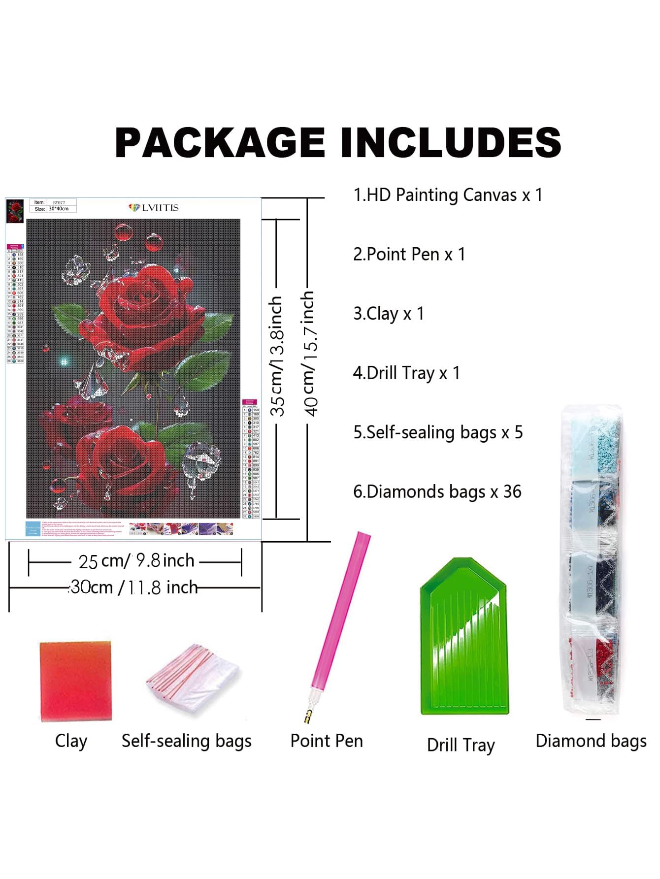 Kit Diamond Painting 5D Per Adulti - Pittura Con Strass 30x40cm Rosa