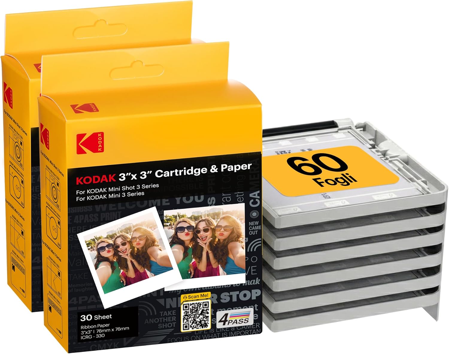 KODAK ICRG360 – 60 foto (3″ x 3″) – Compatibile con KODAK Mini Shot C300, C300R, MS300, P300R