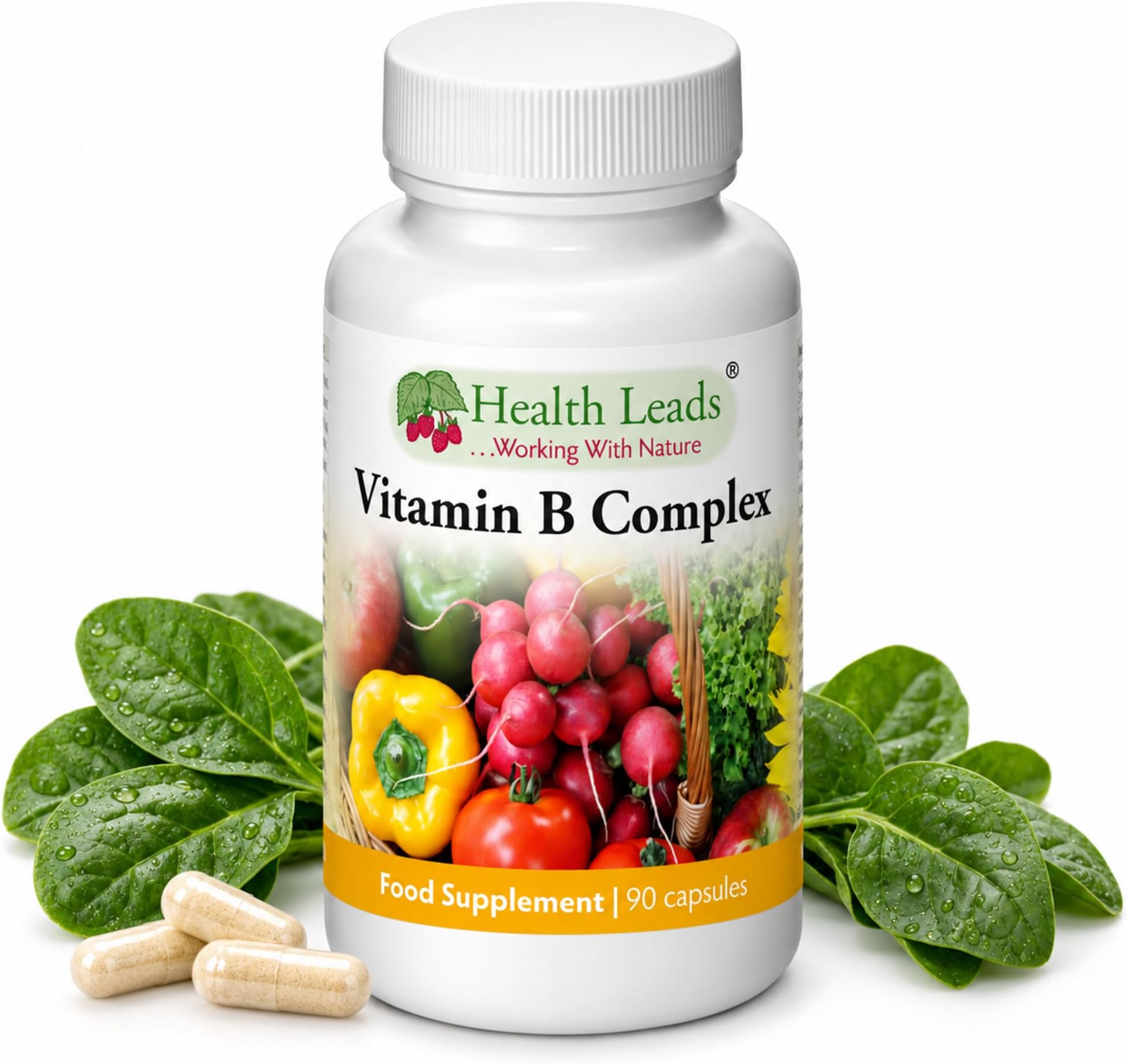 Vitamin B Complex | All 8 B Vitamins | 90 Vegan Caps | Health Leads