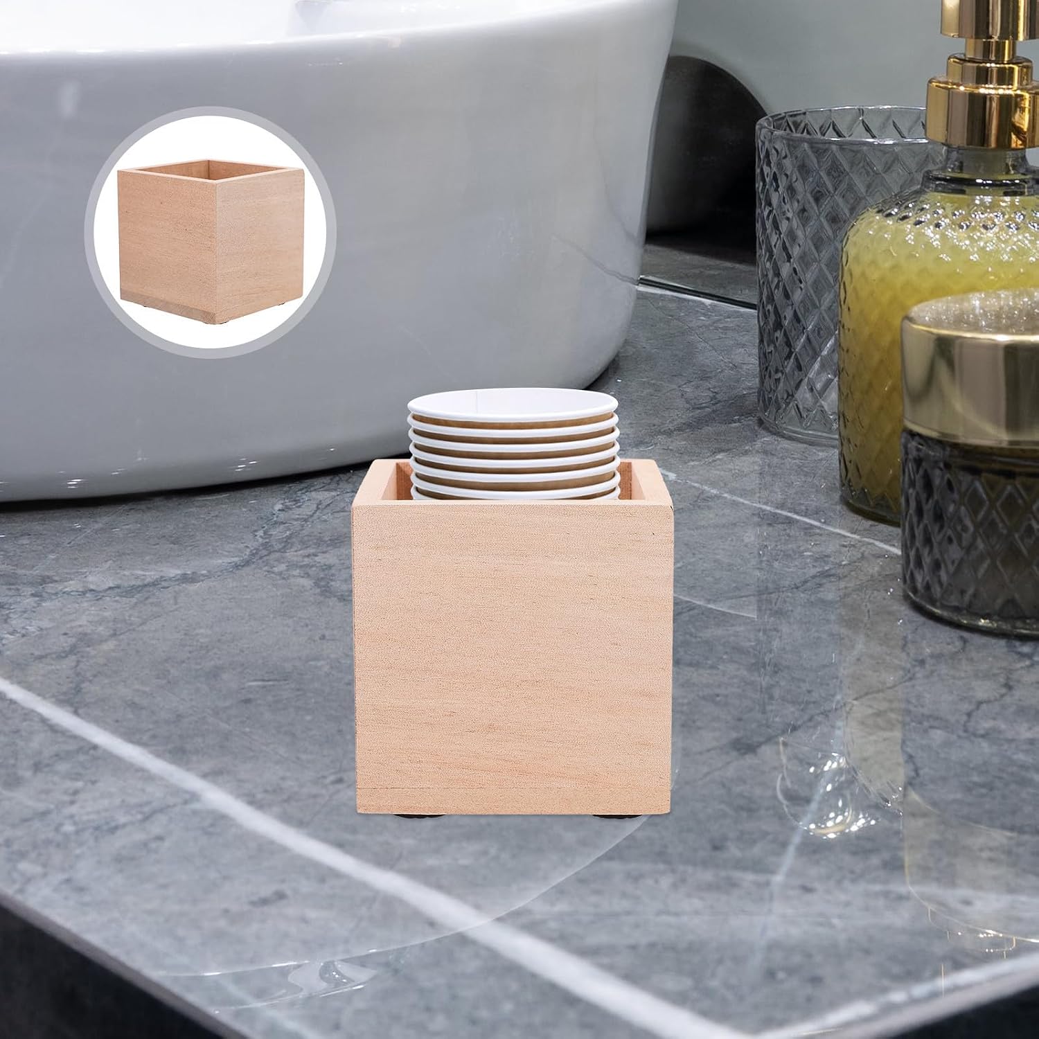 Disposable Cup Holder Rack Wooden for Bathroom and Restaurant