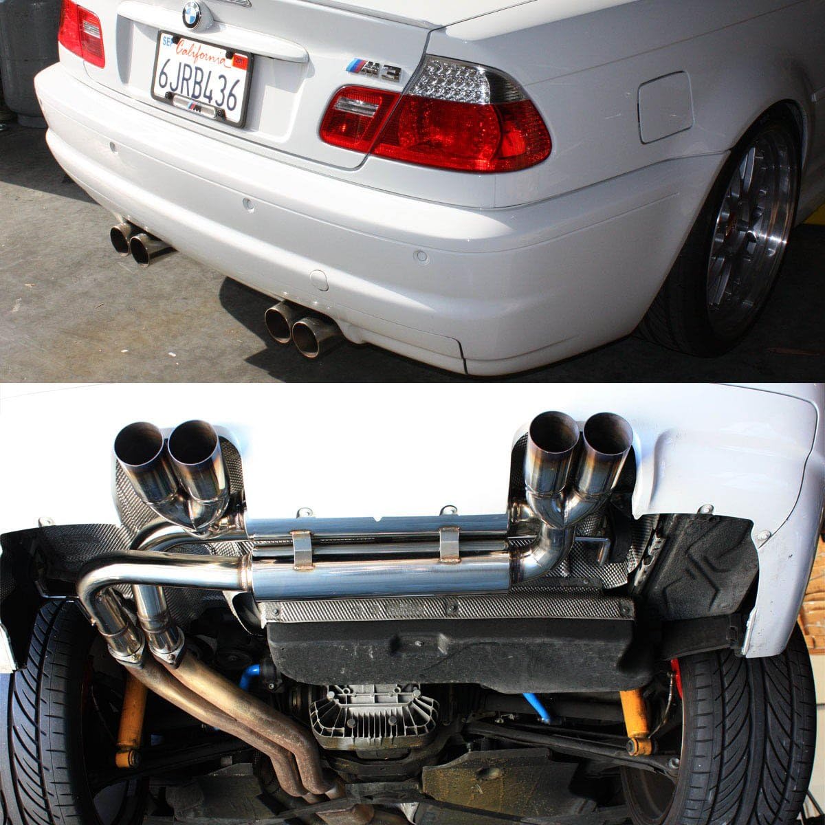 DNA MOTORING CBE-MU-E46M3 Axle Back Exhaust System [Compatible with 99-06 BMW E46 M3]