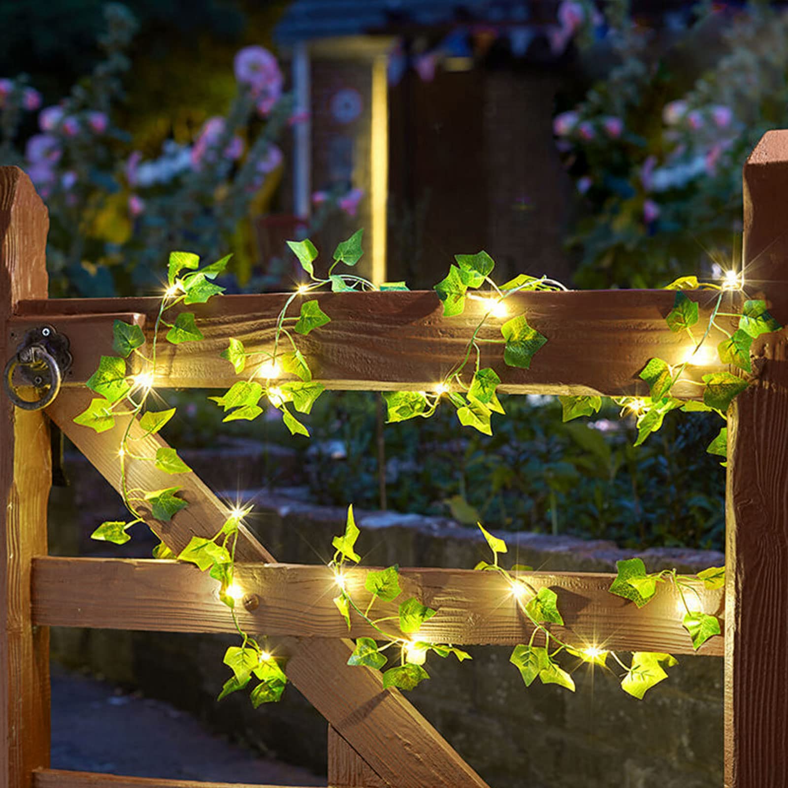 2 M Künstliche Efeu-Lichterkette Mit 20 LEDs – Batteriebetrieben, Verstellbare Ranken, Für Deko