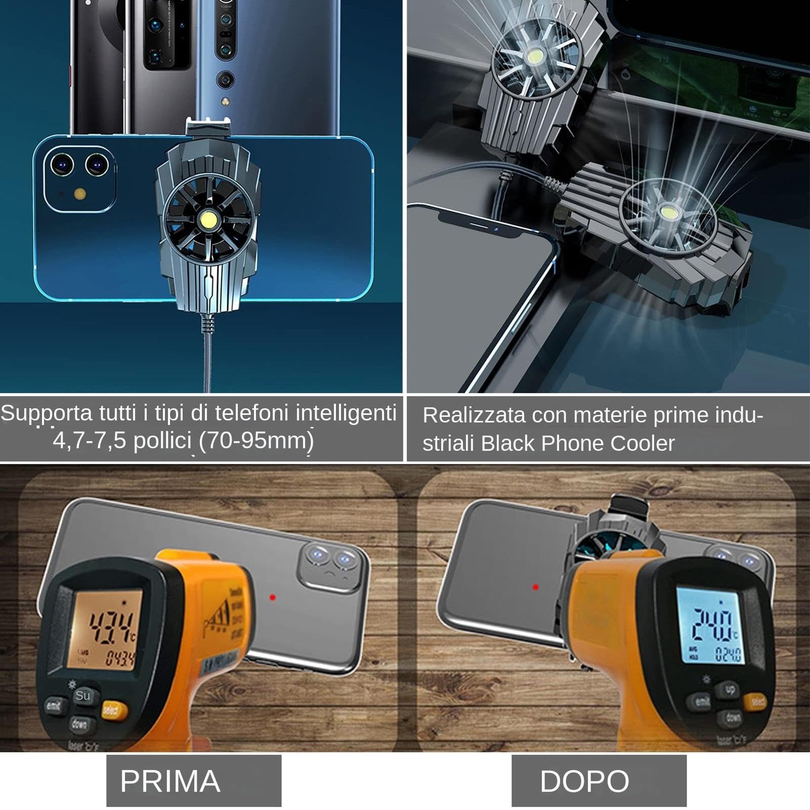 Dispositivo di raffreddamento per cellulare, dispositivo di raffreddamento per telefono - Radiatore per telefono portatile - Ventola del radiatore plug-in per dispositivo di raffreddamento del telefon