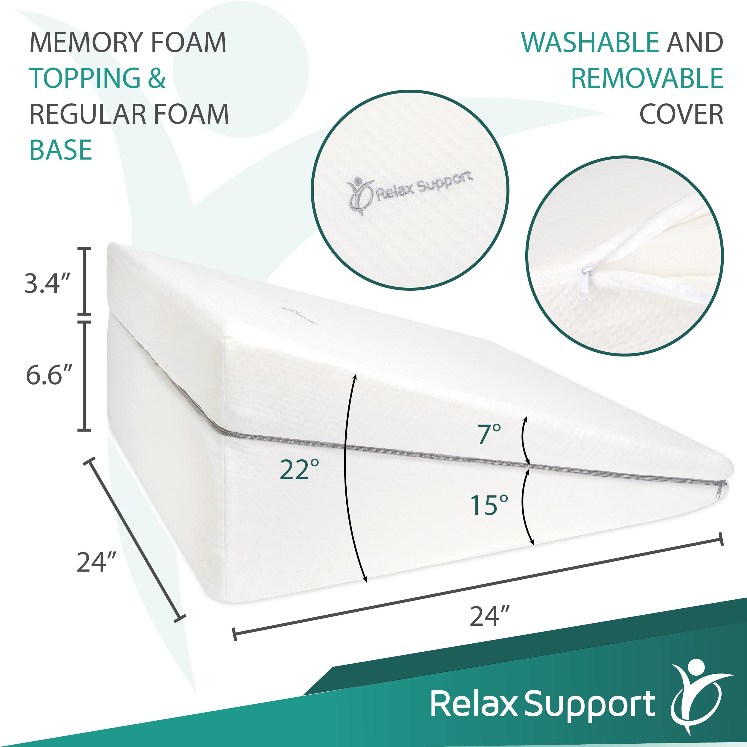 Bed Wedge Pillow RS10 by Relax Support Incline/Triangle Pillow for Pain Relief Only Wedge