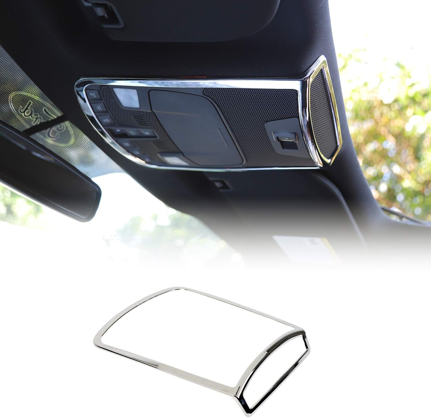 Car Reading Light Lamp Decoration Frame Cover Trim Ring Interior Accessories for Ford F150 2015-2020 (Chrome)