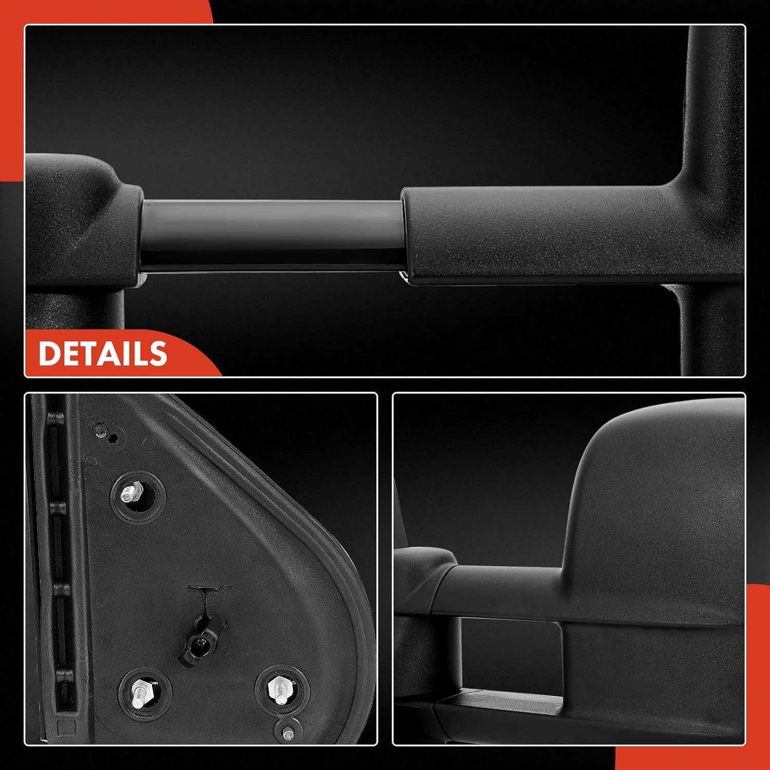 A-Premium Towing Mirrors - Compatible with Chevrolet Silverado 1500 2500 HD 3500 HD, Tahoe, Suburban 1500 2500, Avalanche & GMC Sierra 2500 HD, Yukon - Manual Folding Telescoping Black - Pair Set