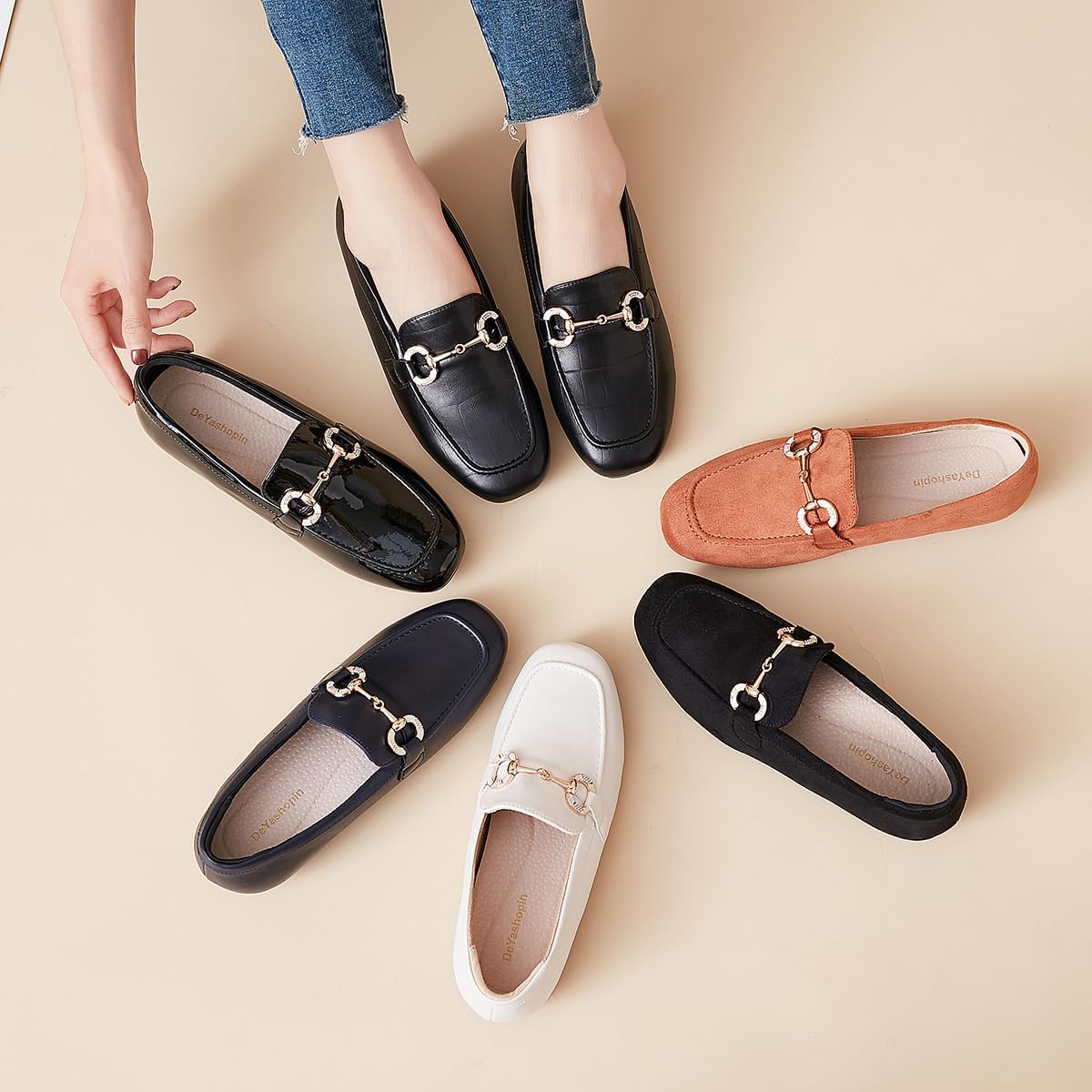 Womens Loafers Shoes Fashion Low Heel Slip on Shoes Comfortable Driving Flats - Image 8