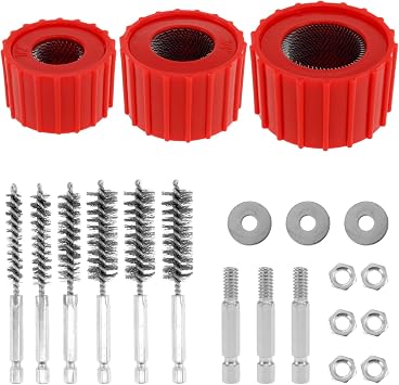 3-Piece Set 1/2" 3/4" Metal Copper Pipe Cleaner for Drill, Pipe Cleaners Plumbing Firm, Copper Pipe Cleaner Set, Copper Tube Pipe Cleaner Brush for Cleans Copper/Bronze/Brass Pipes and Tubes