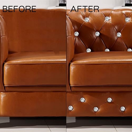 Miniatura 6 de DEAYOU 150 PCS Rhinestone Round Buttons, 1" Crystal Upholstery Button with Metal Loop, 25MM White Glass Diamond Bling Button, Clear Tufting Shank