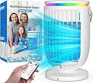 Portable Air Conditioners,Personal Mini Air Conditioner Fan with 3 Speeds,7 Colors Night Light, 4 in 1 Evaporative Air Cooler Cooling Fan with 1200ml Water Tank, Portable AC for Bedroom Office Desk