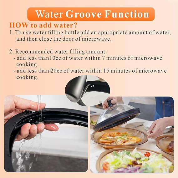 Premium Tempered Glass Microwave Splatter Cover 9.8in (inner Dia. 7.5in) Glass Microwave cover with water Injection, Keep Food Juicy 100% Food Grade,Glass Microwave Splatter lid,