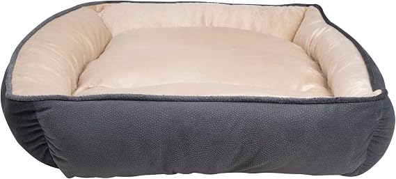 Long Rich Luxury Embossed Rectangle Micro Mink Dog and Pet Bed, Large, Burn Out Grey by Happycare Textiles