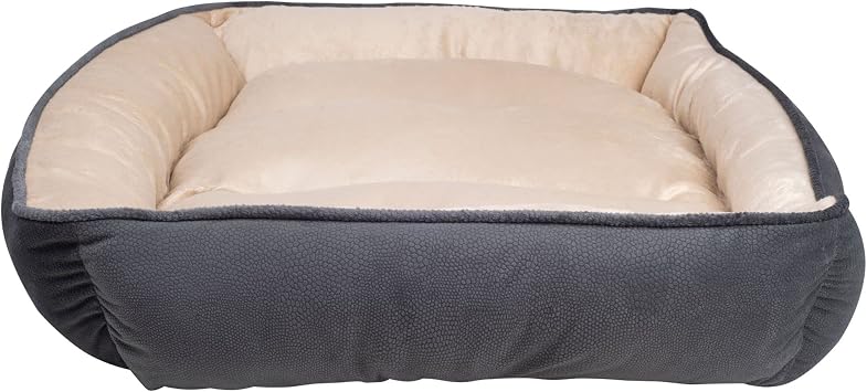 Long Rich Luxury Embossed Rectangle Micro Mink Dog and Pet Bed, Large, Burn Out Grey by Happycare Textiles