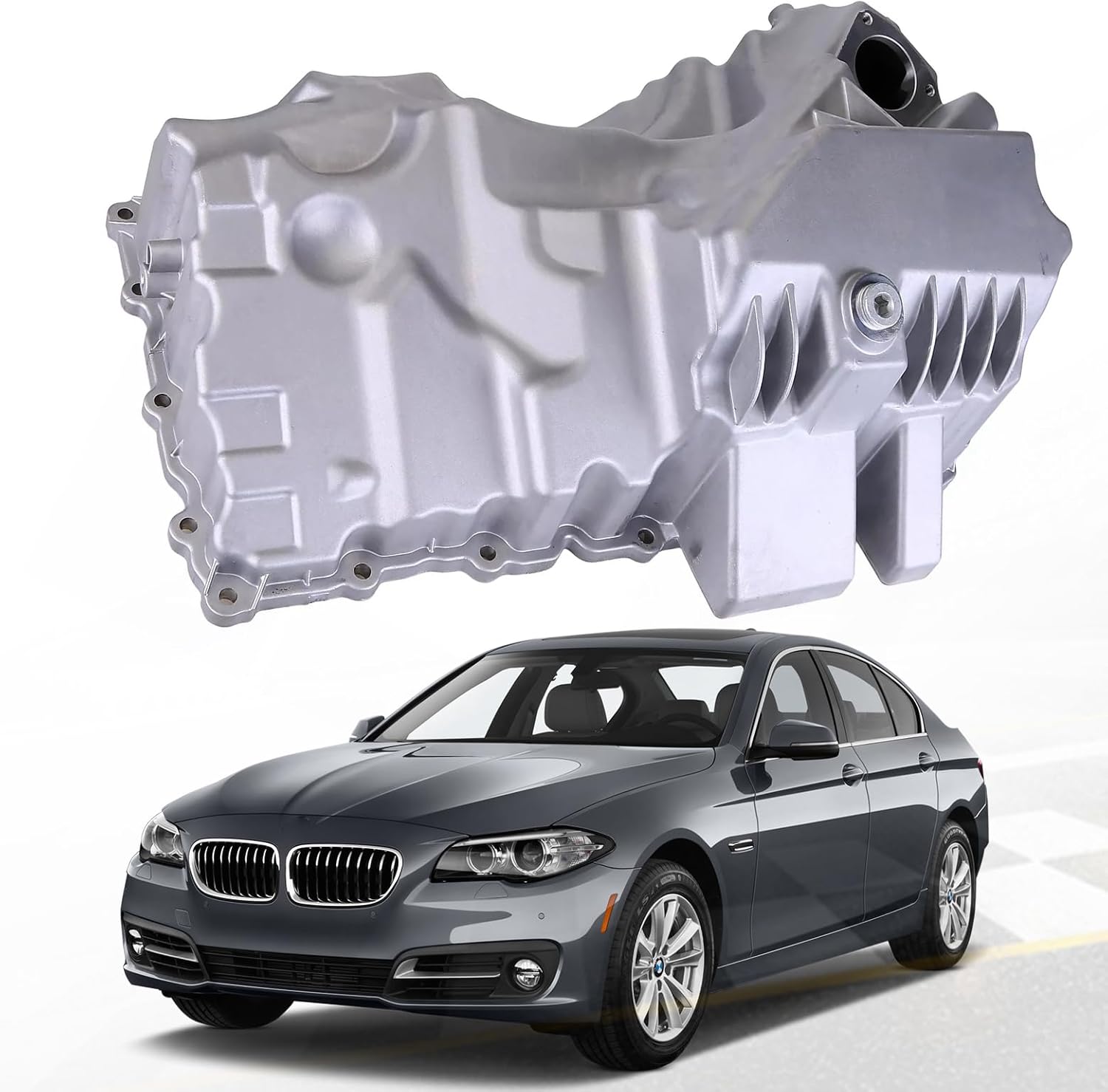 11137618512 Aluminum Engine Oil Pan Fit for BMW 2014-2016 228i/ 2012-2017 320i/ 2012-2016 328i/ 2014-2016 428i/ 2012-2016 528i/ 2013-2015 X1/ 2012-2015 Z4 2.0L