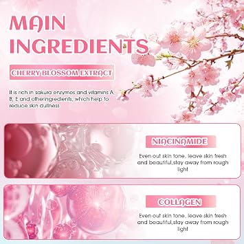 Bath Set Women Gift 8-Piece Sakura Bath Gift Set for Women Sakura Body Care Sets Spa Set Care Set Women with Shower Gel Bath Salt Body Lotion Hand Mask Soap Sheets Hand Cream