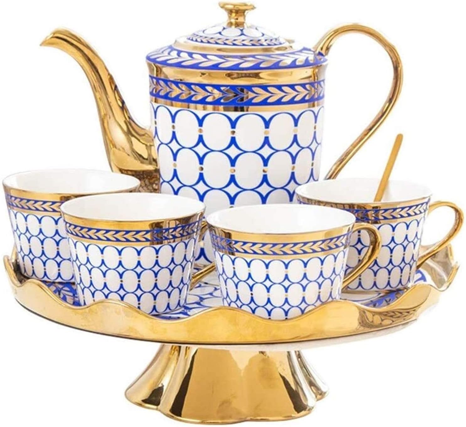 Tea Pot, Tea Set, Tea Cups, Tea Set for Adults, Gold Trim