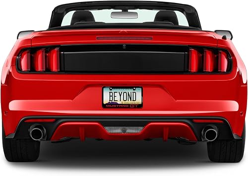 iPick Image for Ford Mustang GT in Red Printed American-Made Black Metal License Plate Frame - Official Licensed