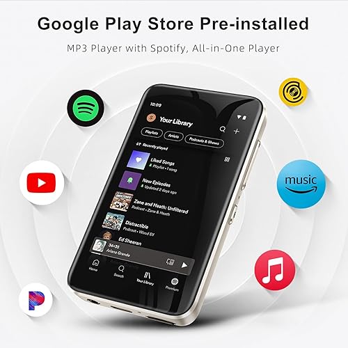 Vista 3 de G7mini - Reproductor de MP3 Android con WiFi y Bluetooth, pantalla táctil de 3.4 pulgadas con altavoz, 1300 mAh, compatible