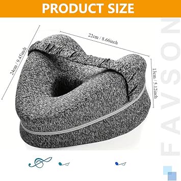 Knee Cushion, Alignment Pillow, for Sleeping on Side, Ergononmic Memory Foam Wedge Pillow, Heart Shape Knee Support, Pregnancy Bed Leg Cushion, (Dark Grey)