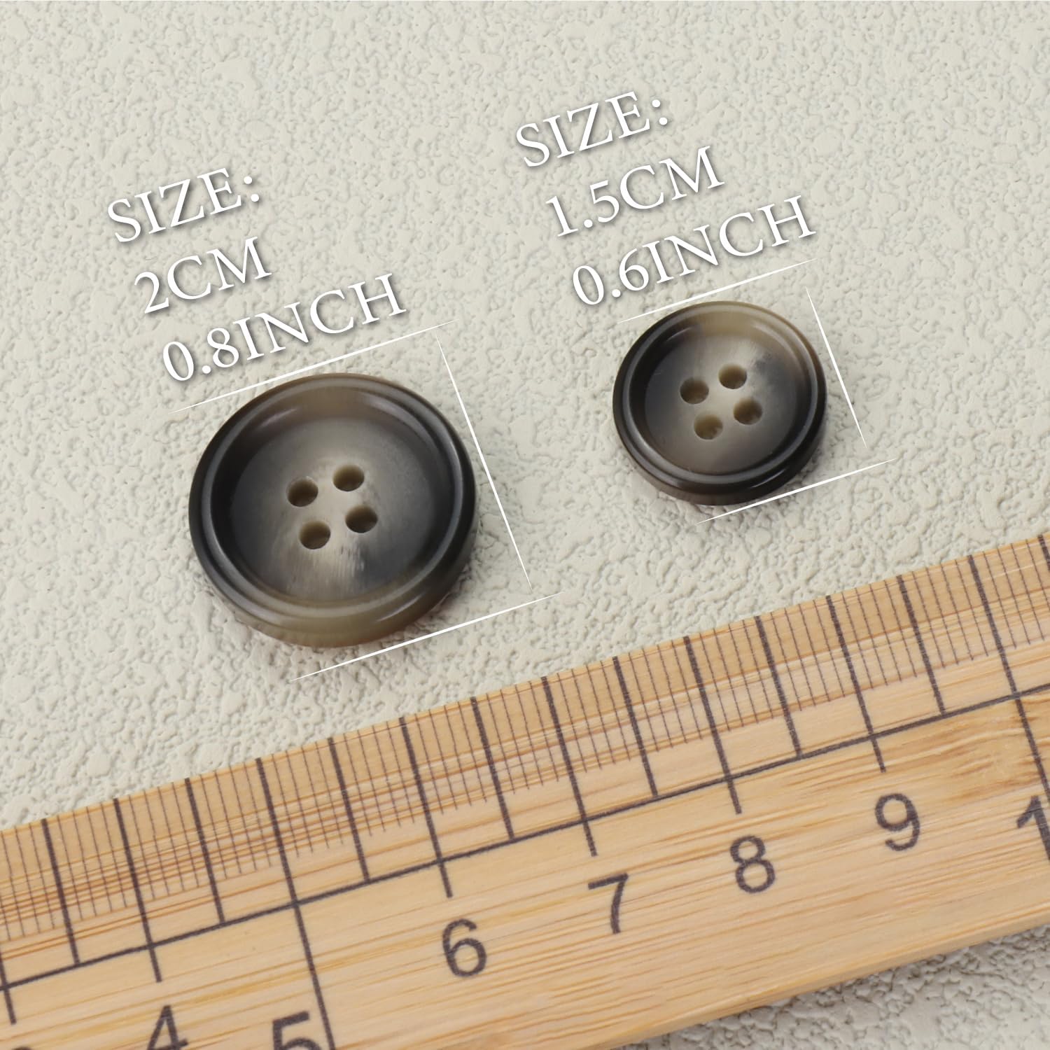 LTWHOME INOTIONSTYLE Oeko-TEX® Standard 100 Buttons Set 15/20mm 4-Hole Buttons for Women's Suit Light Brown 30 Pcs IDD05232K