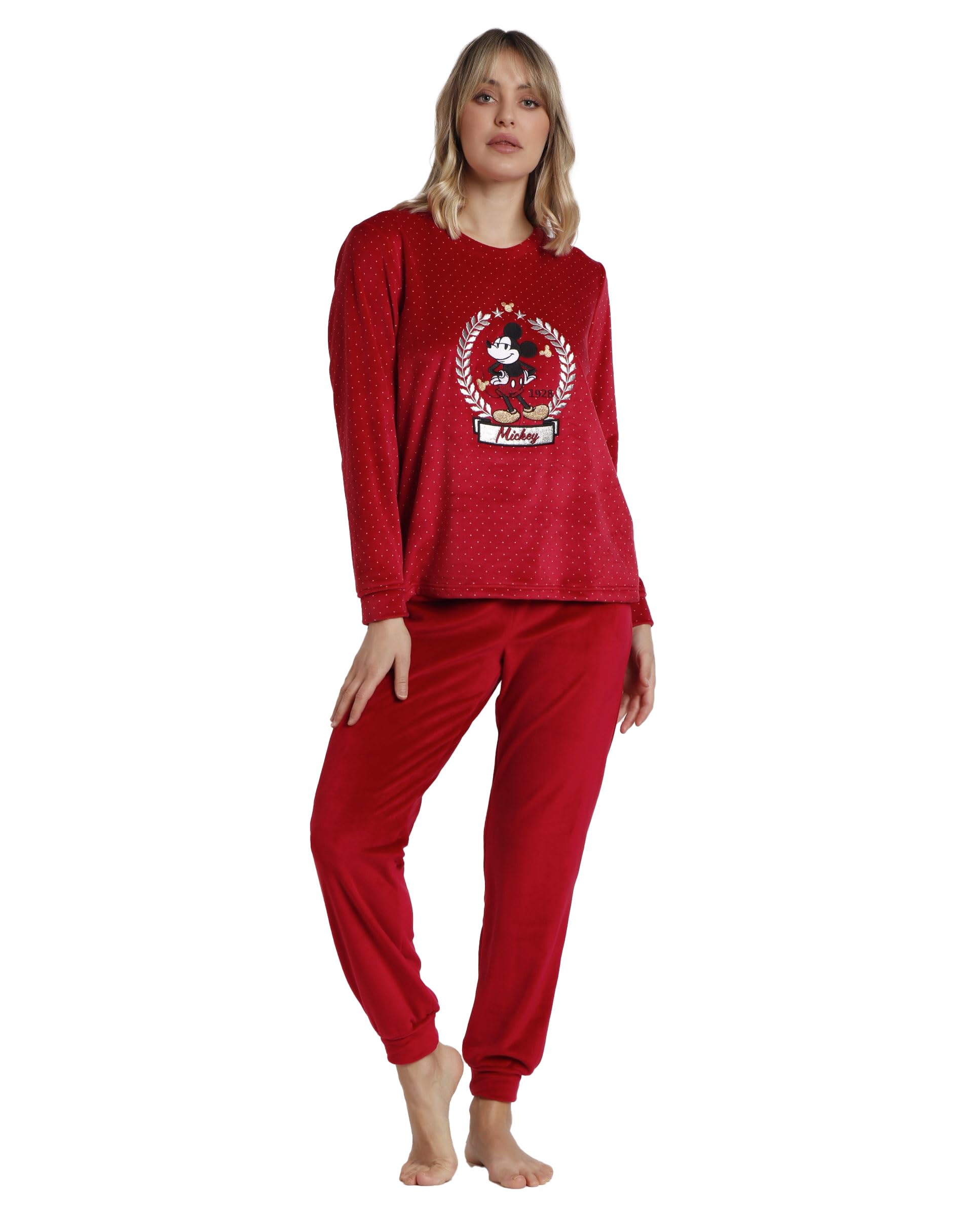 Disney Pijama Manga Larga Velvet King Mickey para Mujer