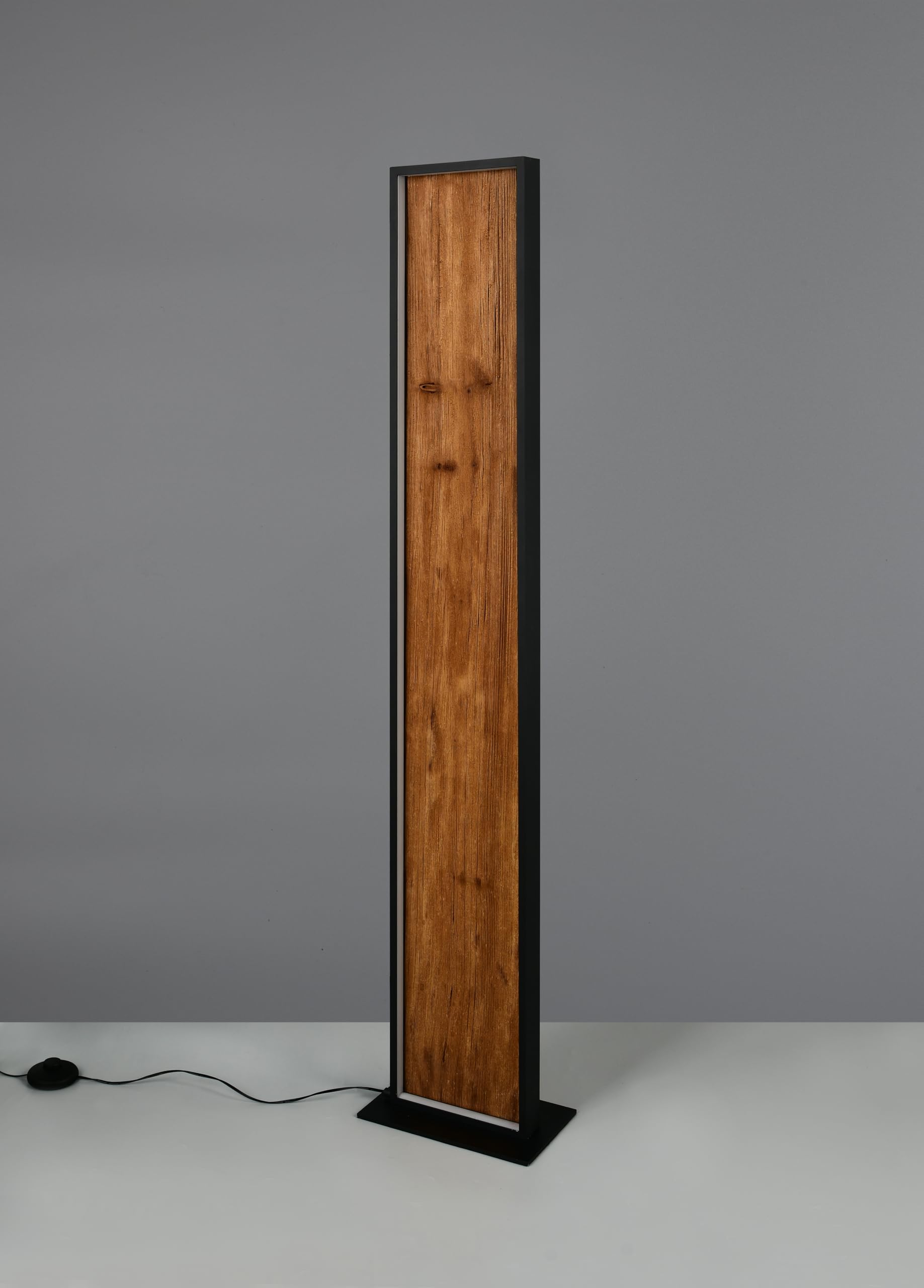 Trio Leuchten LED Stehleuchte Kalea 455510130, Metall Schwarz matt, Holz Kiefer, 35 Watt LED, 4-fach Fuß-Dimmer