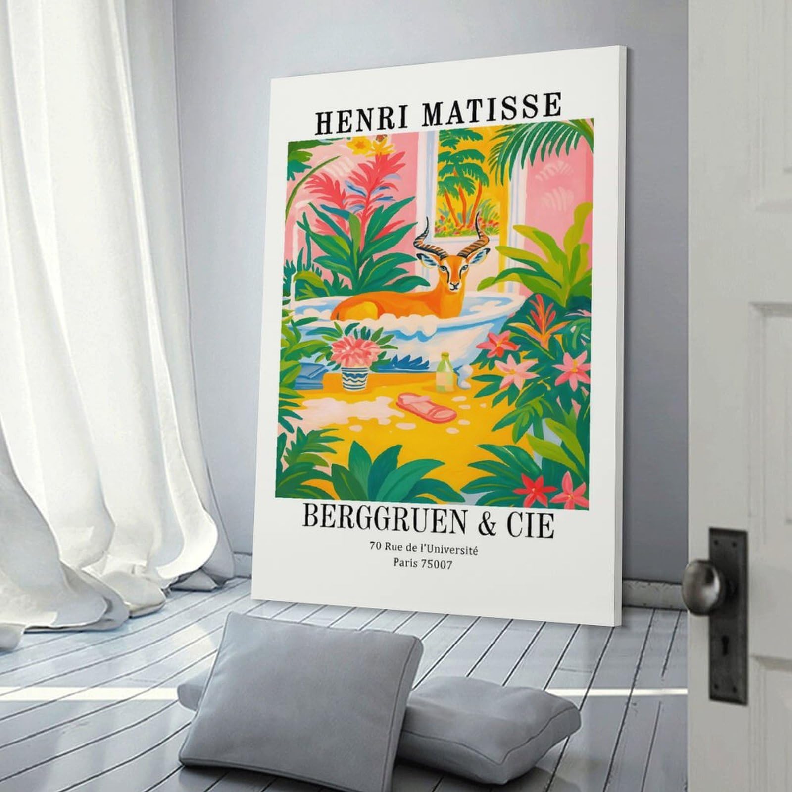 Junmoney Room Decor Wall Art Antelope in Bathtub Art Print, 24x36inch(60x90cm), for Gallery Wall Decor And Room Displays, An Easy Match for Collected Prints