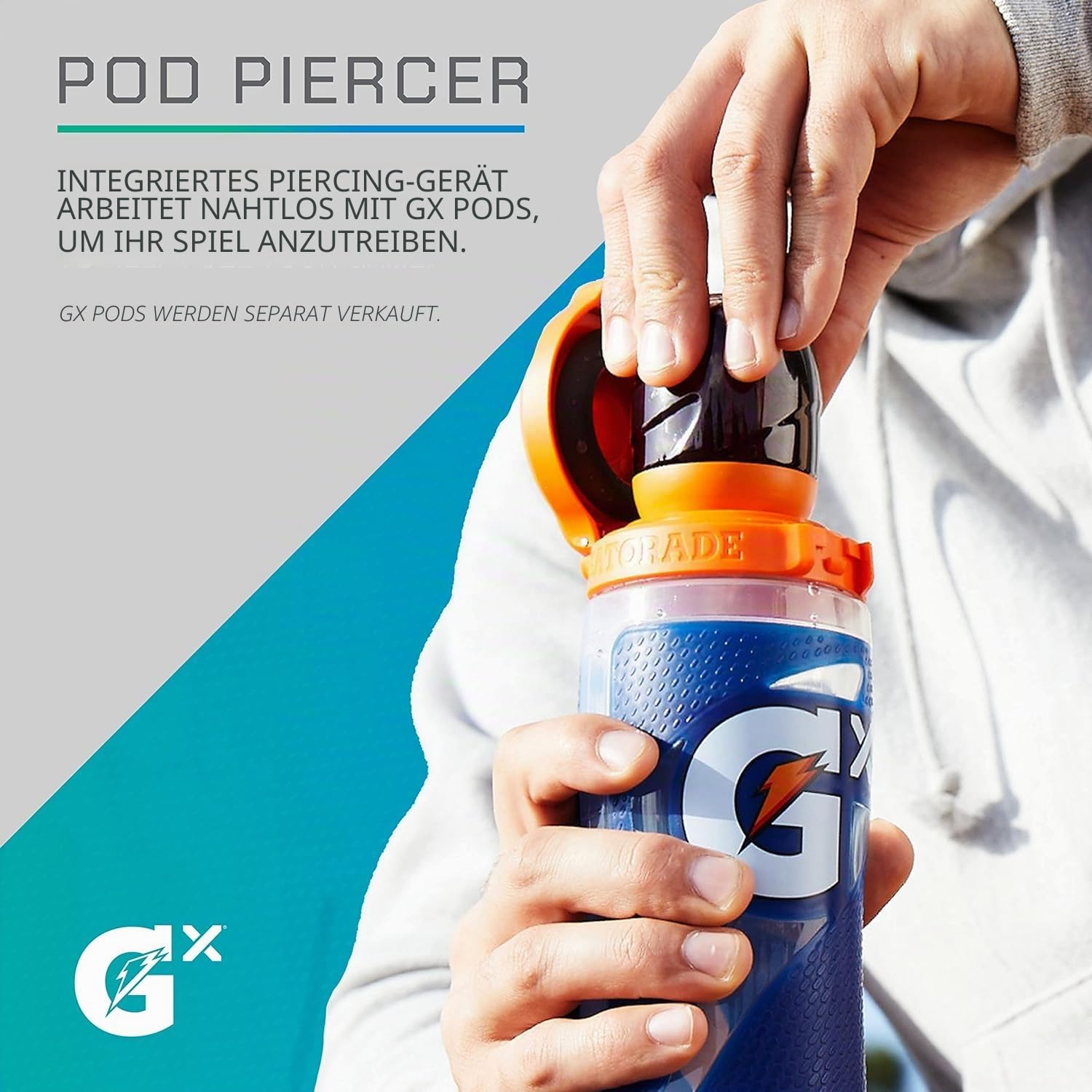 Gatorade Gx Hydration System, rutschfeste Kunststoff GX-Quetschflaschen oder GX-Sportgetränke-Konzentrat Pods (1 Stück)