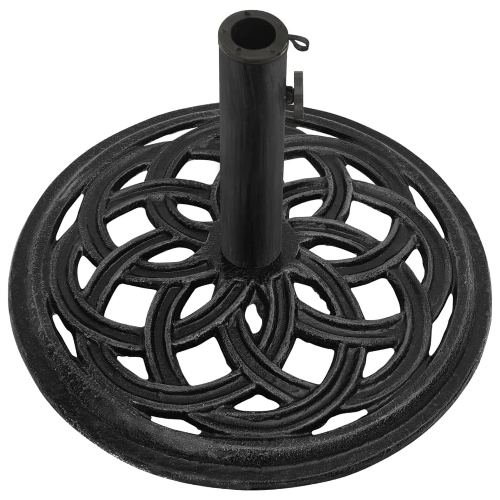 Socle de Parasol Noir 44x44x31 cm Fonte,Pied De Parasol,Pied De Parasol Lourd,Pied De Parasol sur roulettes