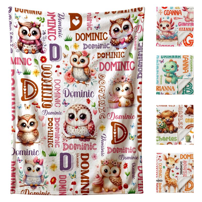 Image of Custom Owl Blanket for Boys Girls,Ultra Soft Personalized Gifts Baby Blanket,Customized Throw for Toddlers Newborn Stroller Crib,50 inchx60 inch