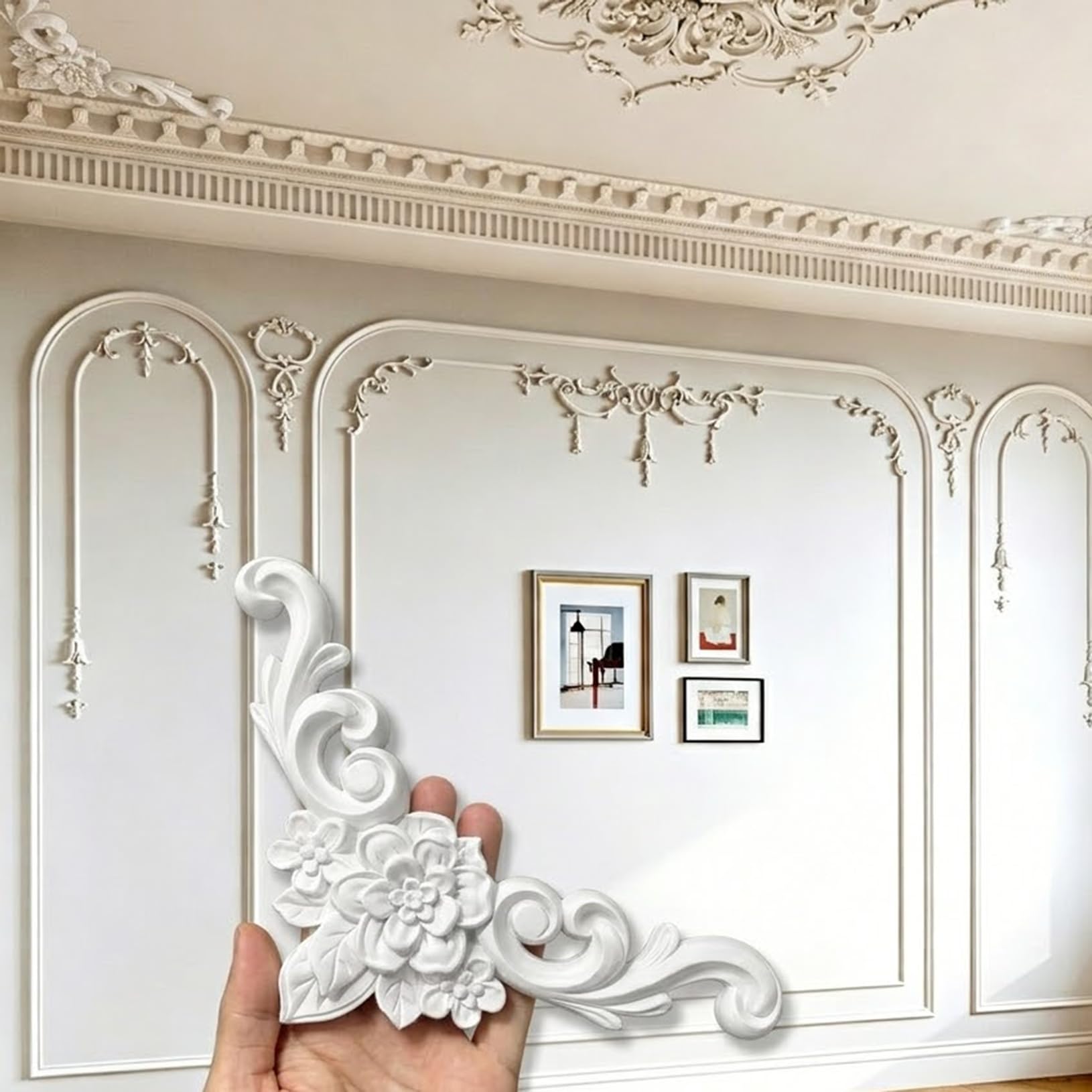 PU Molduras De Pared De Esquina Estilo De Pared para Decoración De Marcos 15.5cmx15.5cm,8 Pcs