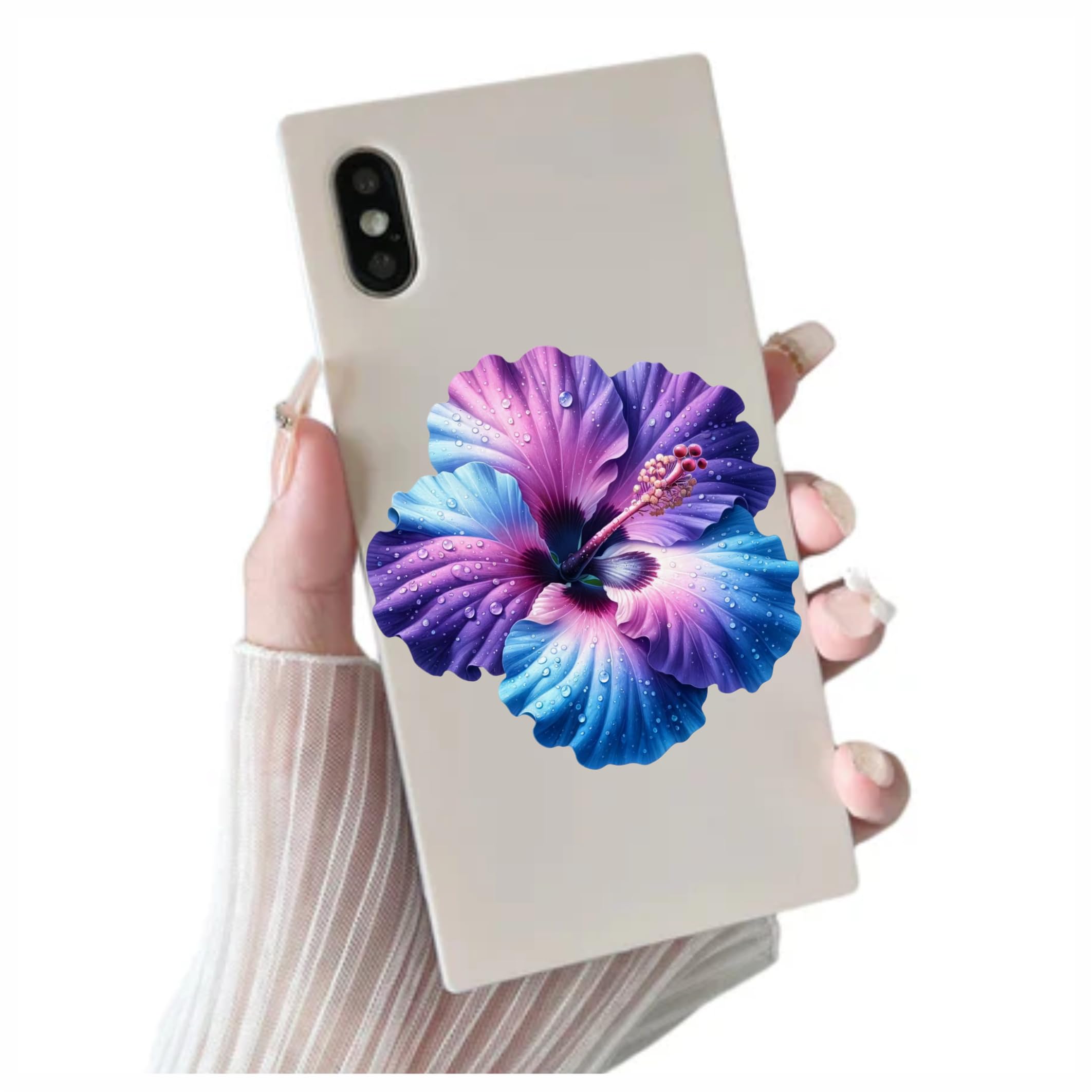 x8 Adesivi in Vinile con Fiori di Ibisco Neon, Decalcomania Floreale Copri Segni, Multiuso Ideale per Bidoni, Auto, Laptop, Bici, Parete, Pattumiera. Camper e Altro. Resistente alle Intemperie e
