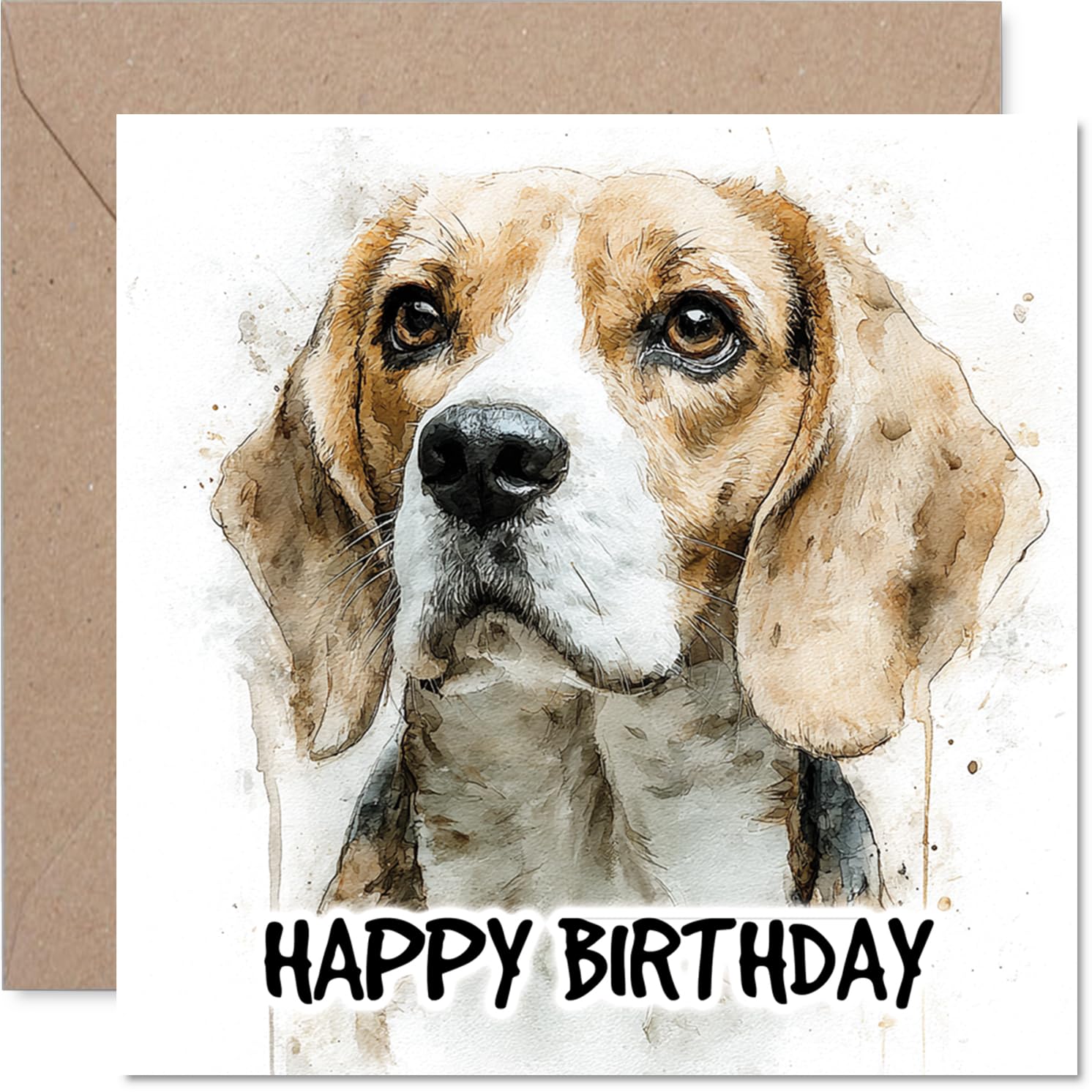 Beagle Birthday Card for Men Women - Dog Breeds - Happy Birthday Card for Neighbour Dad Grandad Son, 145mm Bday Greeting Cards