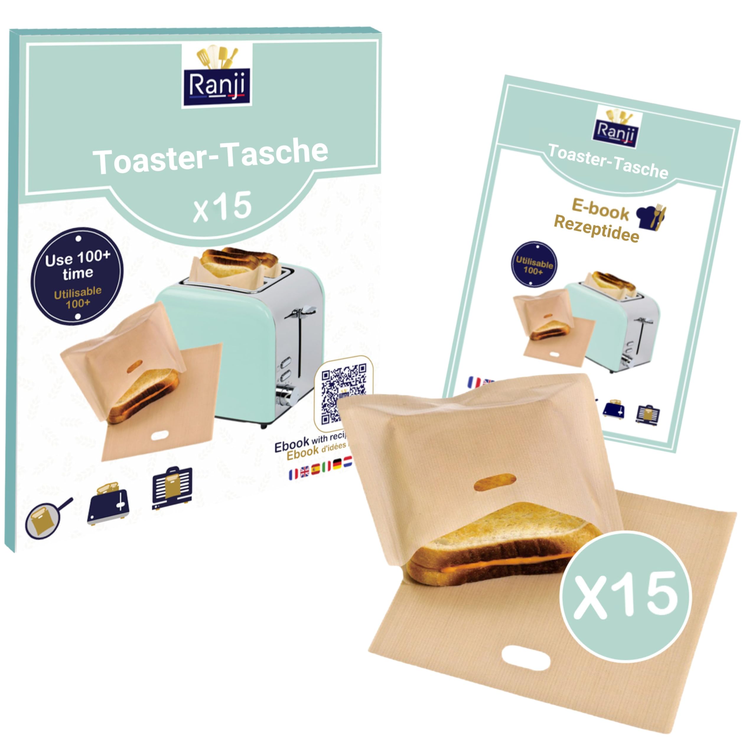 Non-Stick Toastabags Wiederverwendbar – 12 Stück, Hitzebeständig Bis 260°C | Für Toaster, Backofen & Mikrowelle | Antihaft Für Sandwiches & Pizza