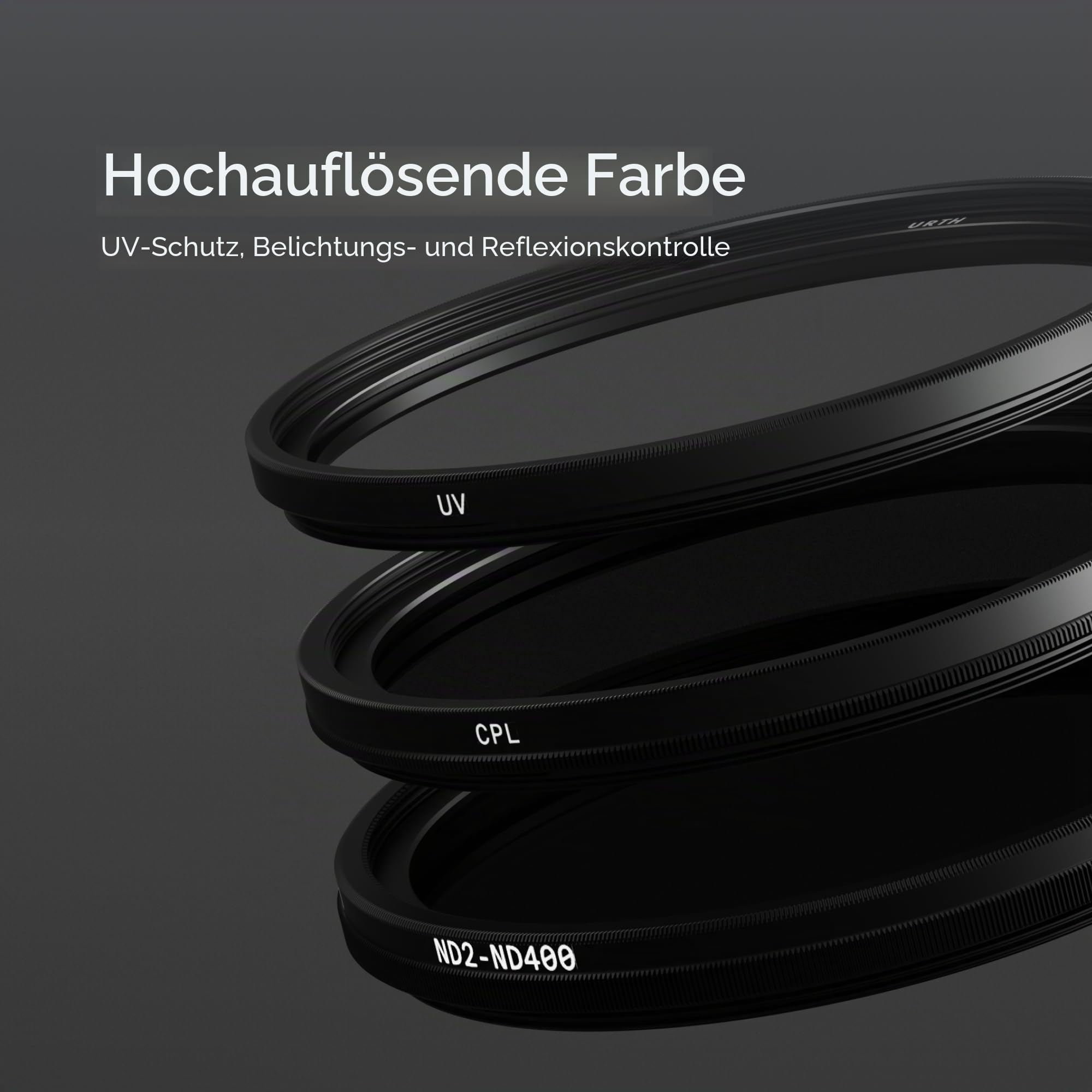 Urth 77 mm 3-in-1 UV, Zirkularer Polfilter (CPL), ND2-400 Filter Kit — Explorer Filterset, mehrfachbeschichtetes optisches Glas, ultraflache Kamerafilter mit 2 Kappen