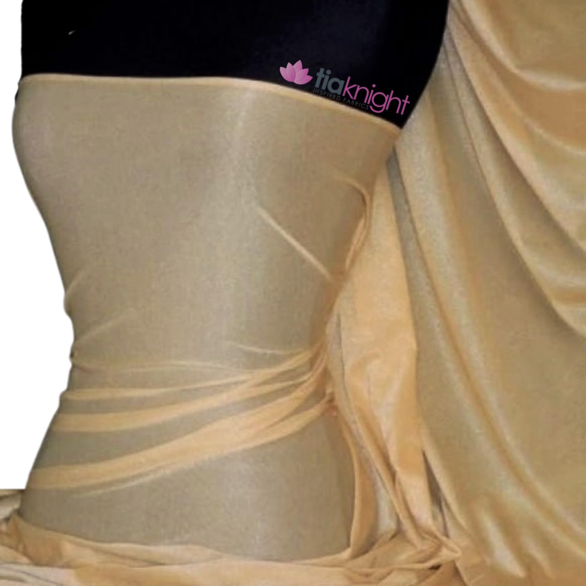 Tia Knight Shell/Silver Shimmer Gold- Polyester-Polyamide 4 Way Stretch Dressmaking Fabric, Sold By The Metre, ()