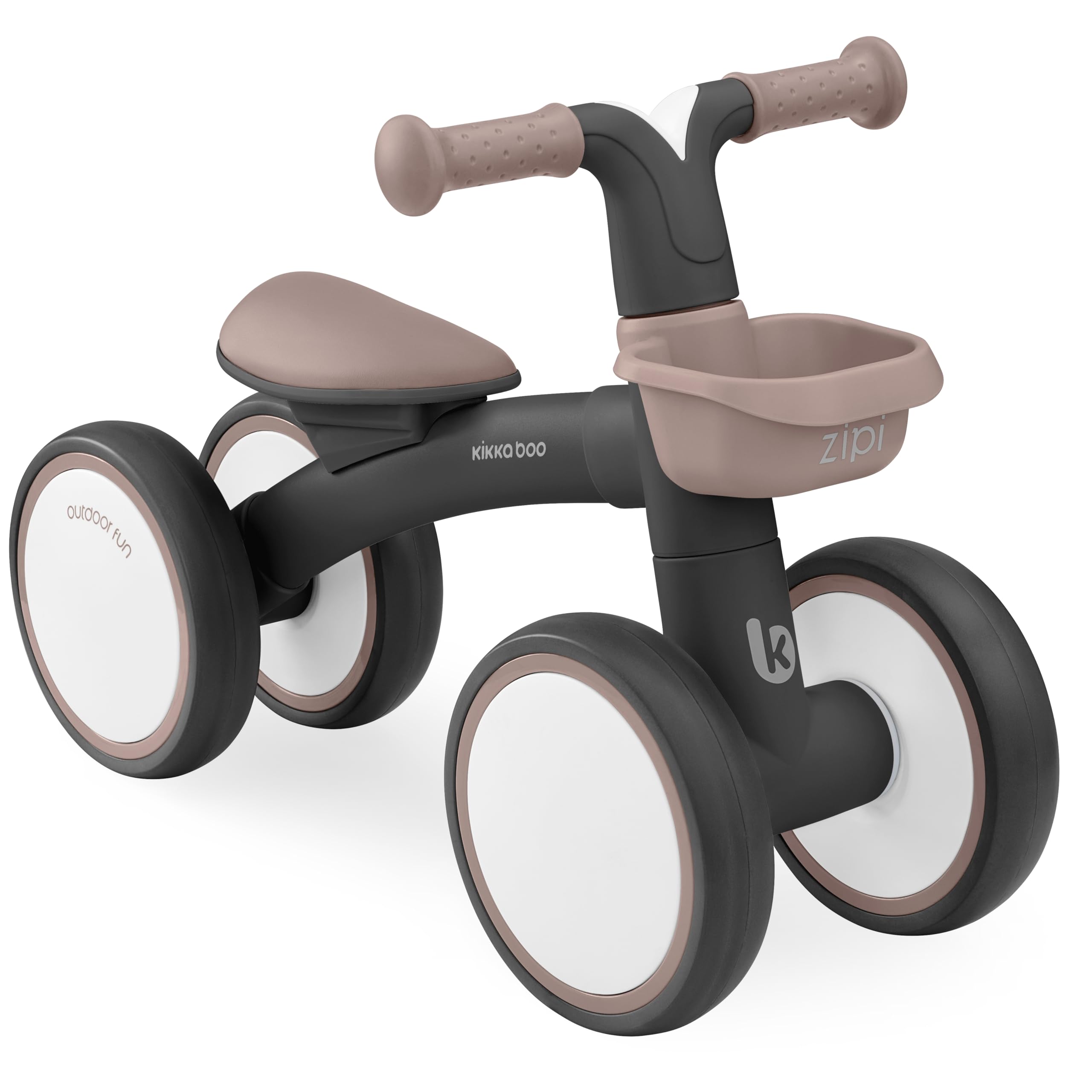 KikkaBoo Bicicleta Sin Pedales ZIPI, Correpasillos Bebé 1 Año y Niños 2-3 Años, Bicicleta Equilibrio con Canasta, Ajustable, Juguete Regalo, Nero